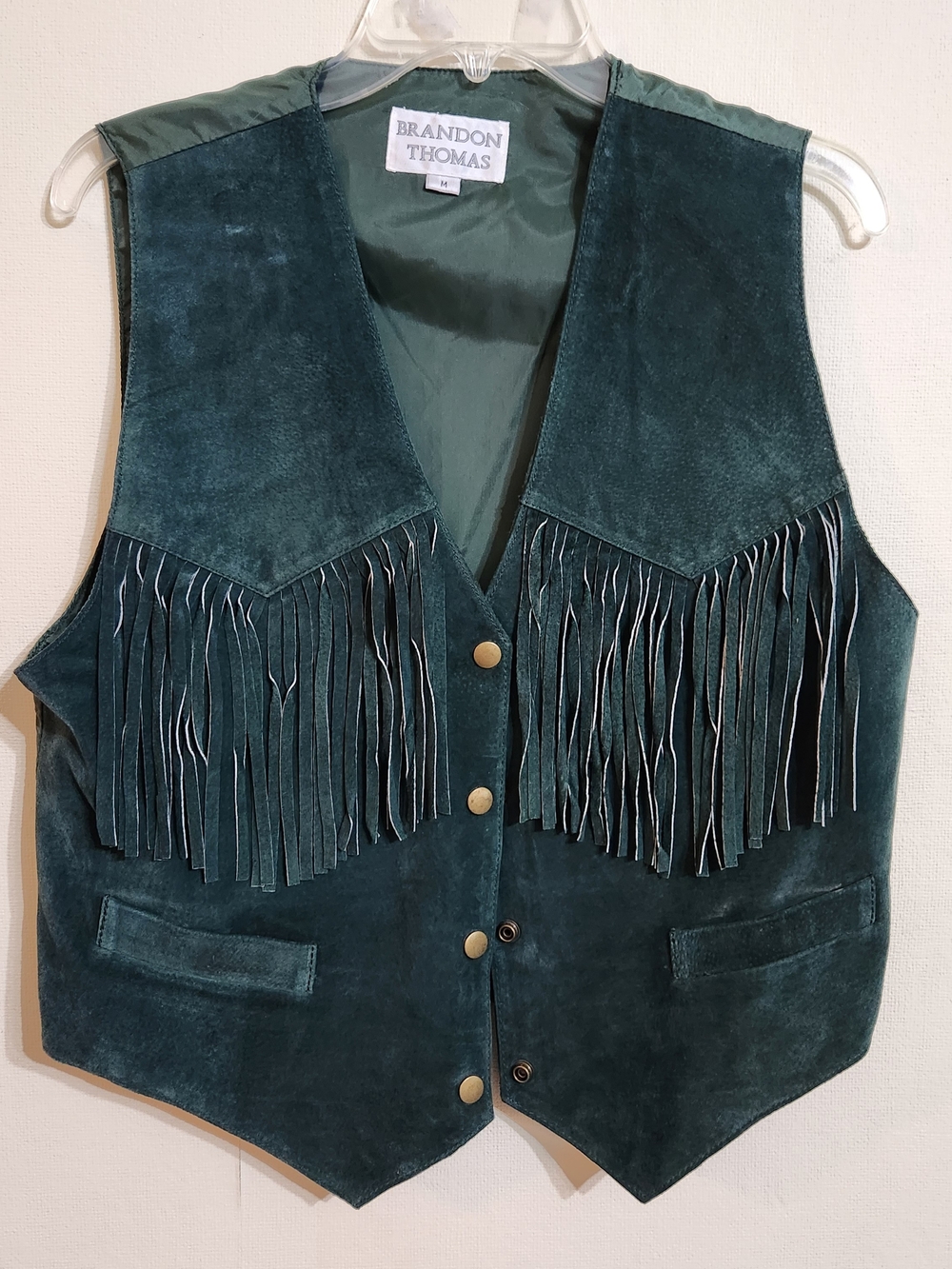 Brandon Thomas Teal Suede Fringe Vest